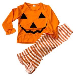 Halloween Jack-o-lantern shirt & ruffle pants set 12 months